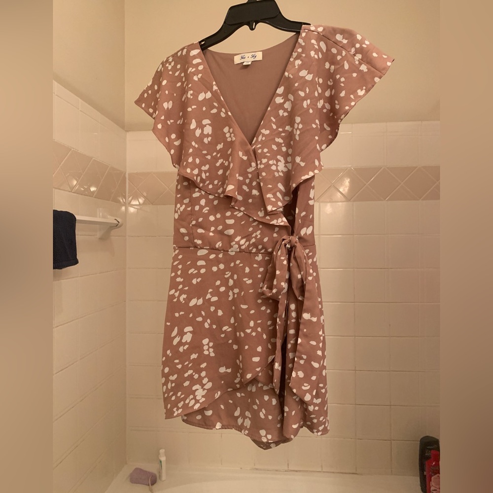 She and Sky Pink Skirted Romper Size M